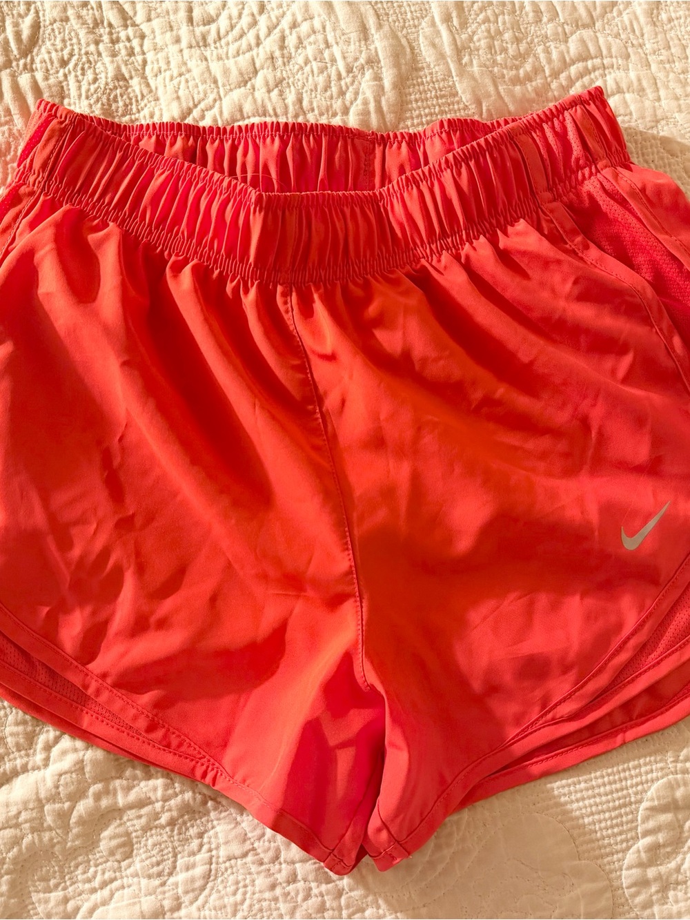 Nike Women's Coral Athletic Shorts with Reflective Swoosh
